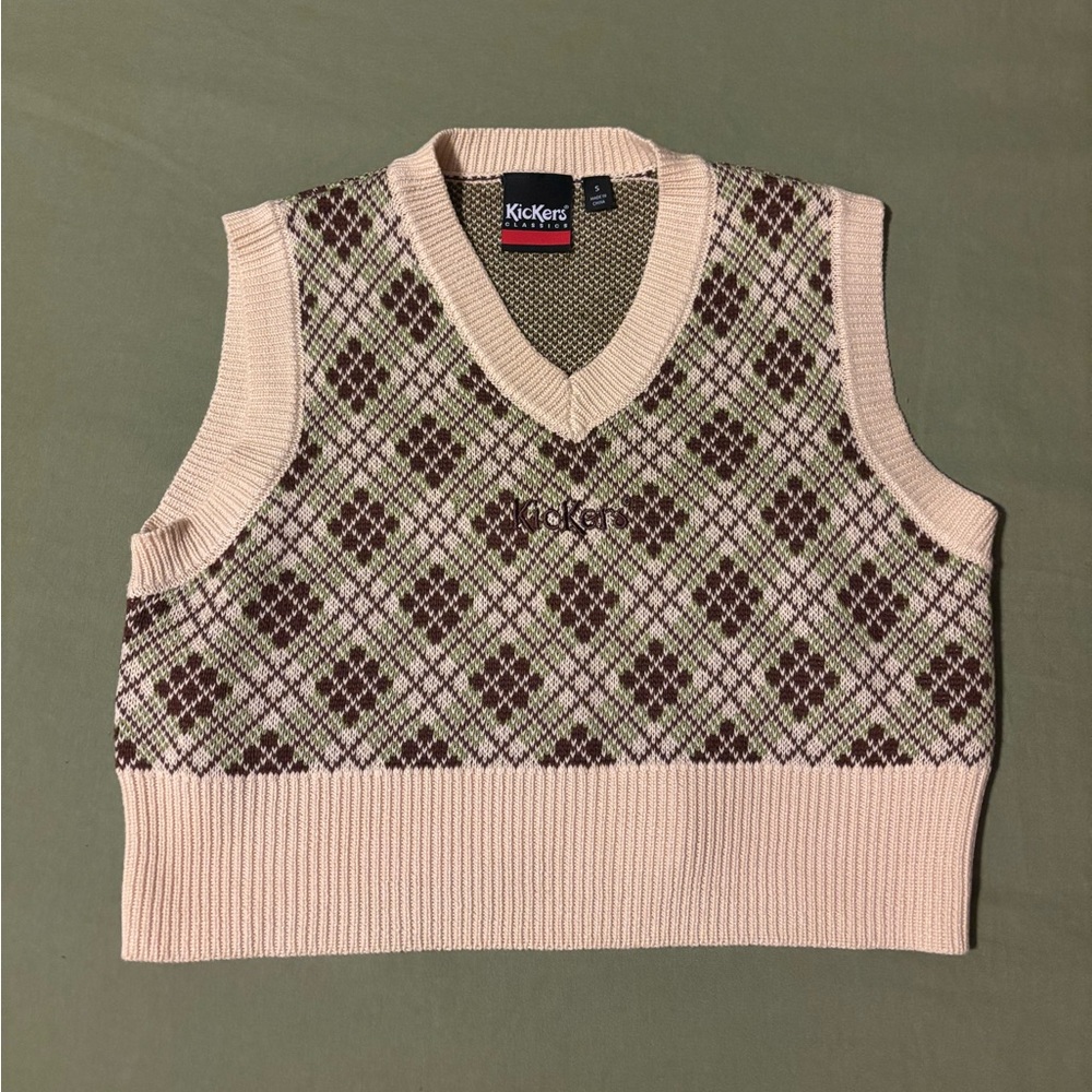 Kickers Gingham Cropped Knit Vest Small